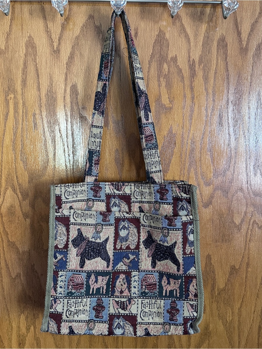 Vintage Dog Tapestry Tote Bag Faithful Companion Scottypuppy 90s VTG cottagecore